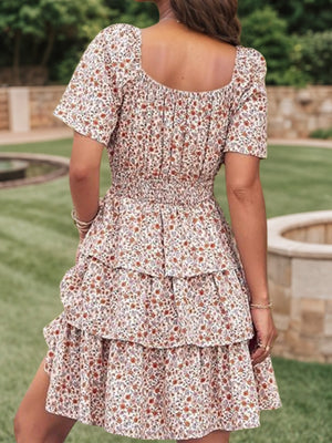 Four Flaire 2025 Women’s Summer Short Dress – Floral Bohemian Square Neck