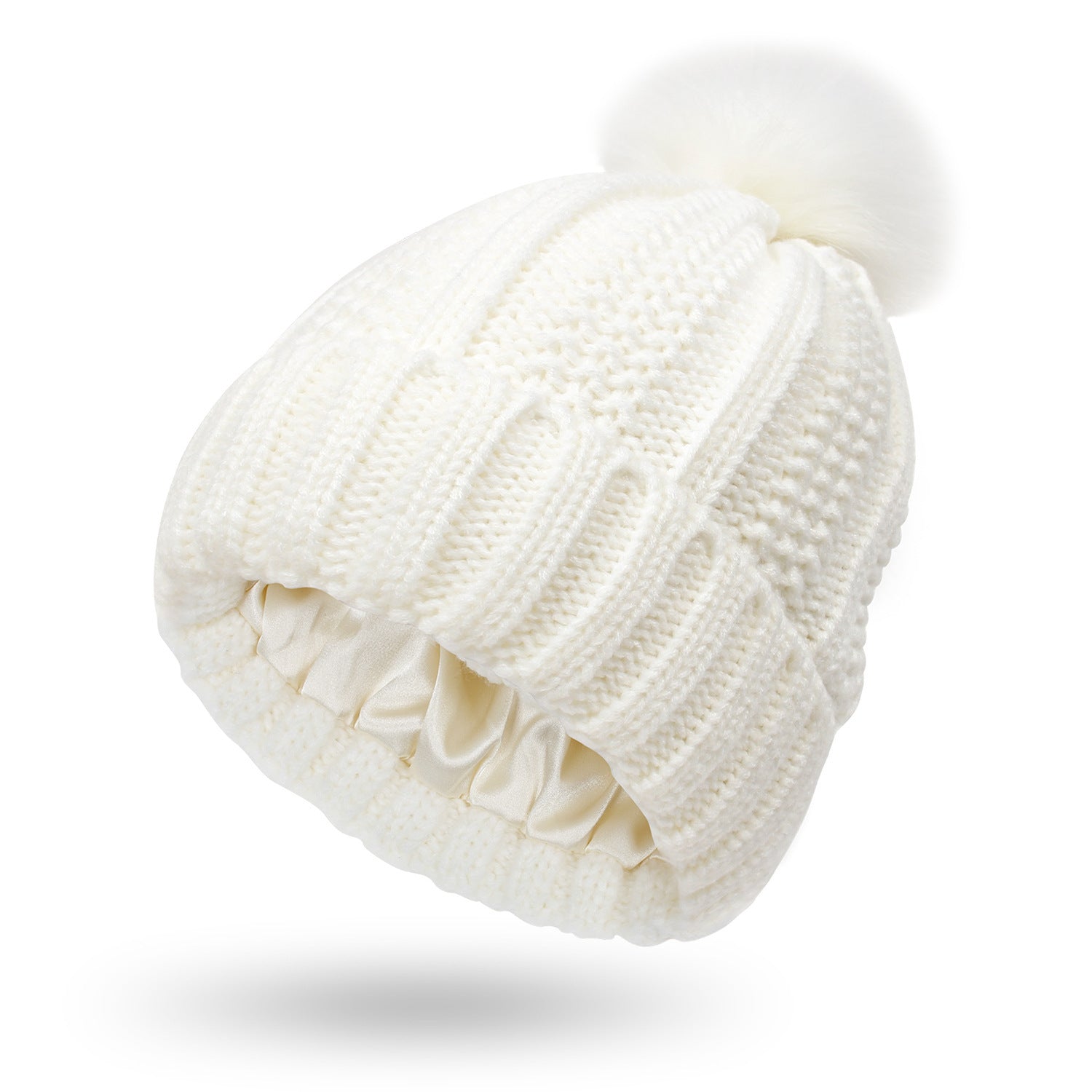 Four Flaire Ladies Golf Beanie – Satin Lined Winter Pom Pom Hat