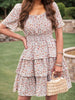 Four Flaire 2025 Women’s Summer Short Dress – Floral Bohemian Square Neck