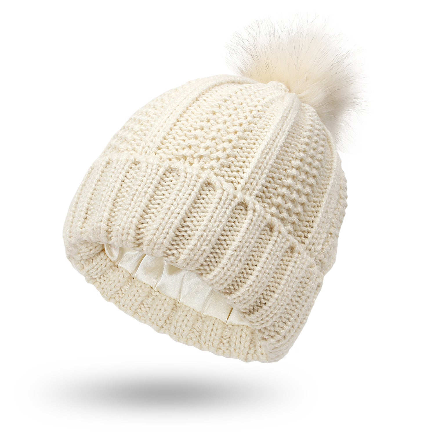 Four Flaire Ladies Golf Beanie – Satin Lined Winter Pom Pom Hat