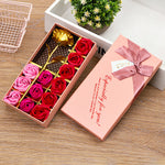 Flower Gift Box with 12 Soap Roses & Gold Leaf Rose – Elegant Gift | Four Flaire