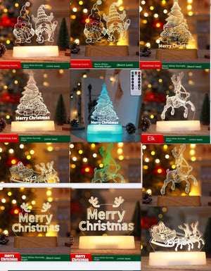 Four Flaire Christmas Night Lamp – 3D Acrylic LED Decorative Light Gift