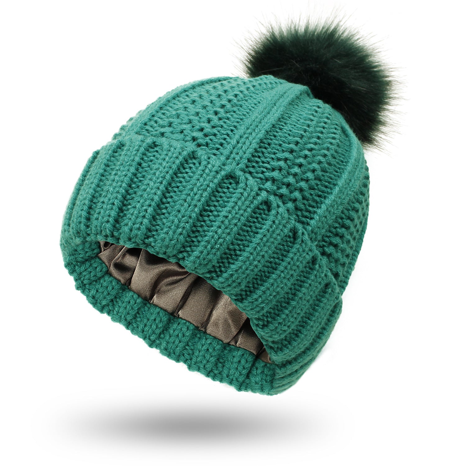 Four Flaire Ladies Golf Beanie – Satin Lined Winter Pom Pom Hat