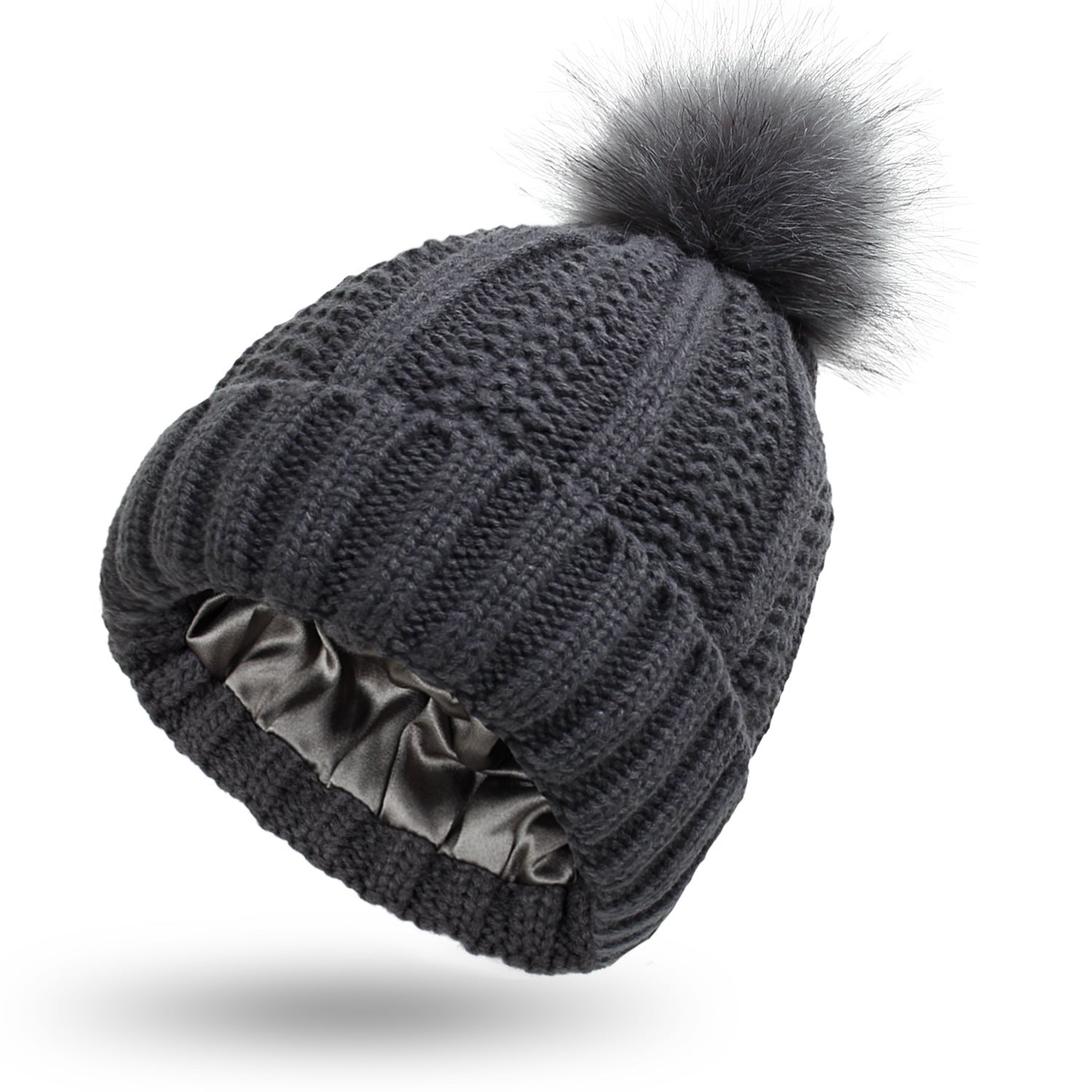 Four Flaire Ladies Golf Beanie – Satin Lined Winter Pom Pom Hat
