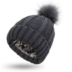 Four Flaire Ladies Golf Beanie – Satin Lined Winter Pom Pom Hat