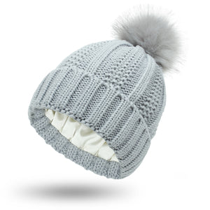 Four Flaire Ladies Golf Beanie – Satin Lined Winter Pom Pom Hat