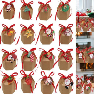 Four Flaire Christmas Gift Box Set – 24pcs Candy Treat Boxes with Ribbon & Cards