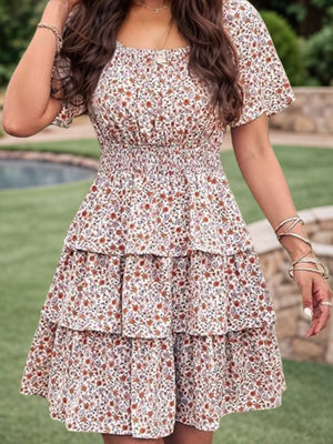Four Flaire 2025 Women’s Summer Short Dress – Floral Bohemian Square Neck
