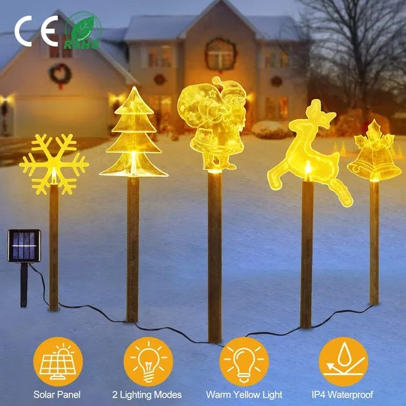 Christmas Decoration Light Outdoor Solar Stake Set (5Pcs) | Four Flaire